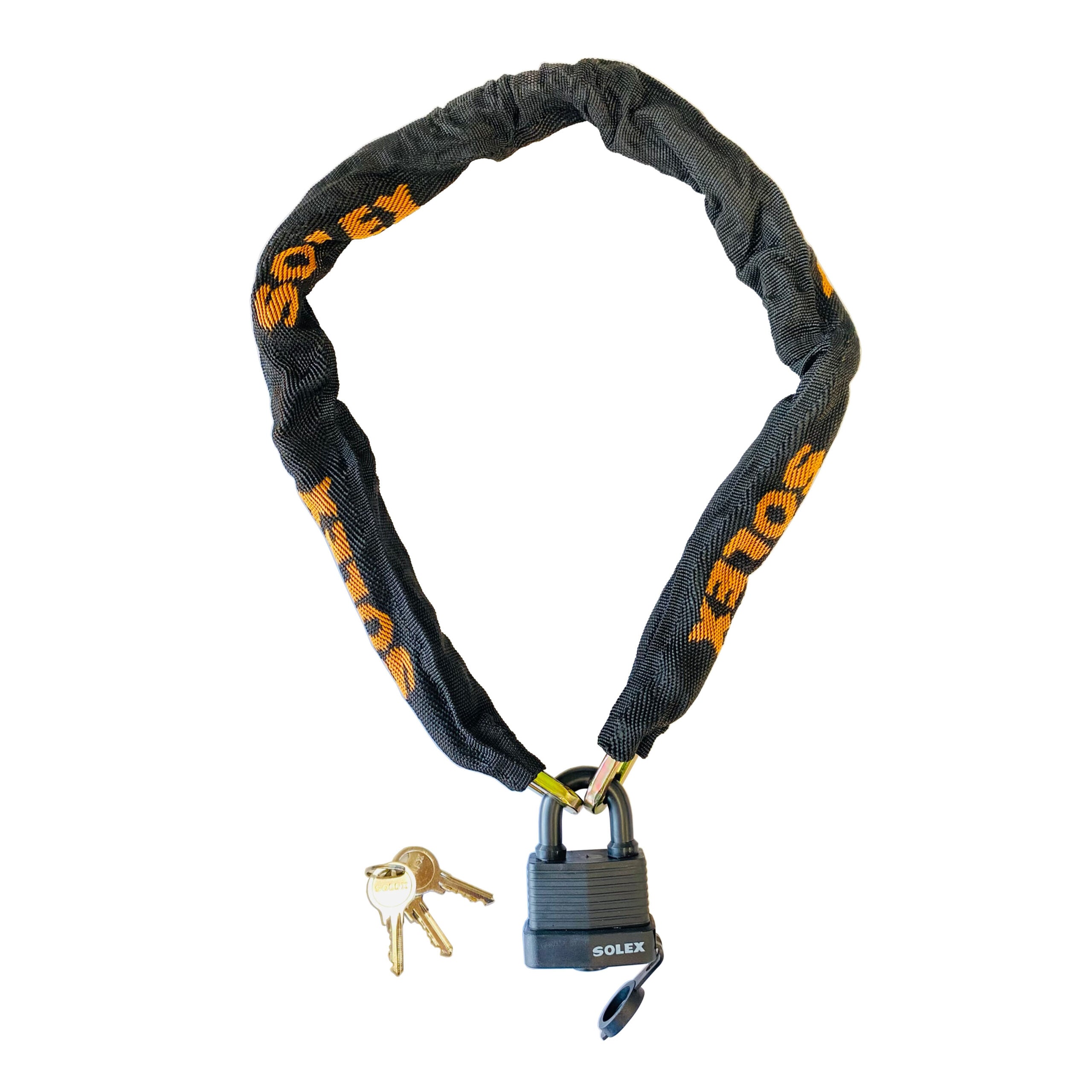 CADENA SOLEX SEGURIDAD ACERADA CON CANDADO (LARGO 1MT)